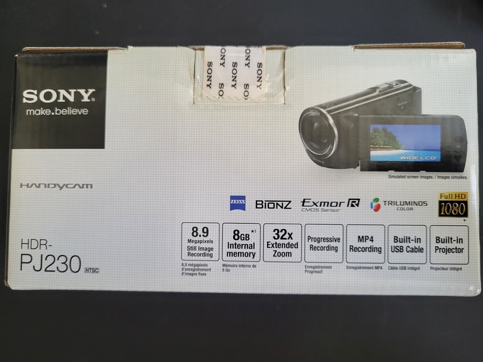 Sony Handycam Projector Video Camera HDR_PJ230 With Box And Cords eBay