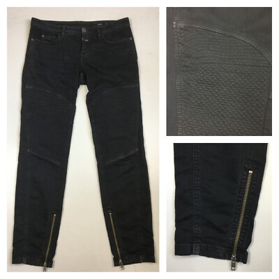 CLOSED Italy Black Zip Ankle Moto Style 5 Pocket Skinny Jeans Womens sz 27