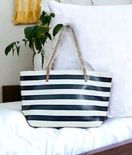 New Without Tag Capital Large Tote Bag Women's 19" By 11" Navy White Tan