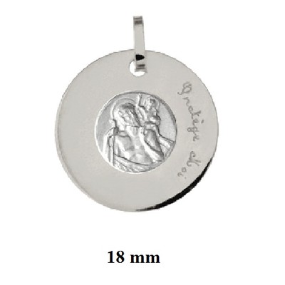 Ausverkauf Anhänger Medaille 18mm Heiliger Christophorus ''Beschütze mich'' 925 Silber