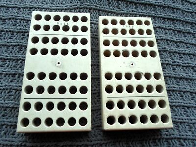 (2) wooden blocks - shell HOLDERS - casing RACKS - cartridge TRAYS - reloading