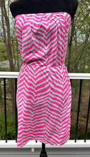 Lilly Pulitzer XS Tropical Pink Zebron Windsor Strapless Dress Stretch Peru