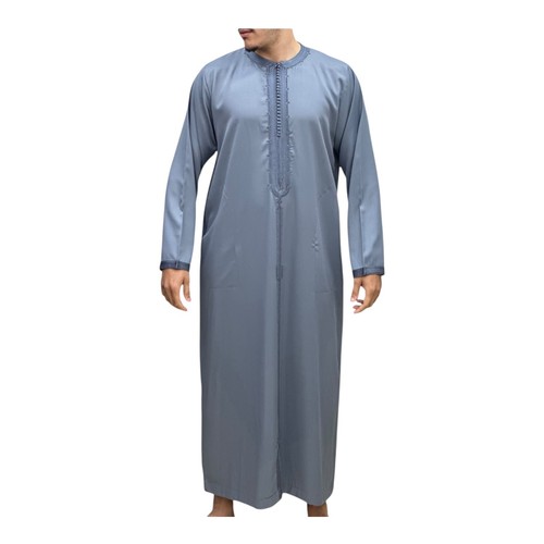 Moroccan Mens kaftan Long Sleeve Embroidery Caftan Thobe For Men Dishdasha - Picture 16 of 28