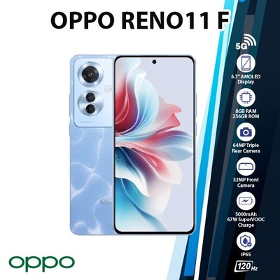 OPPO Reno11 F 5G Android Cell Phone (Blue/8GB+256GB/Dual SIM/Global Ver.)