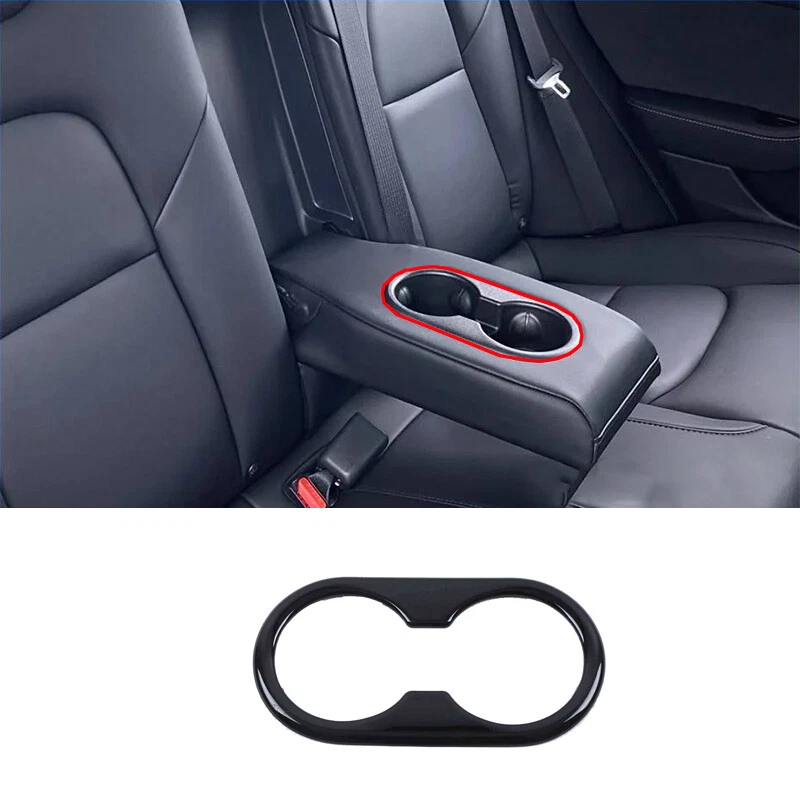 Gloss Black Backseat Water Cup Frame Cover 1pc Fit For Tesla