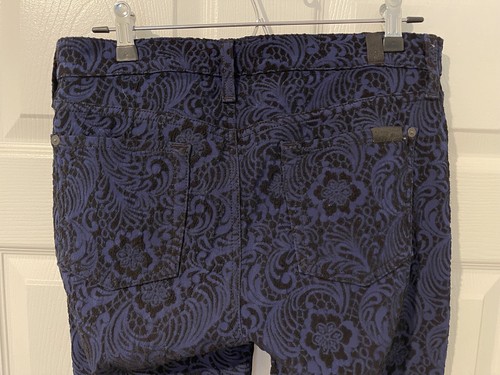 7 For All Mankind Black and Blue Textured Pants Leggings Size 29 (31x31) EUC - Picture 4 of 6