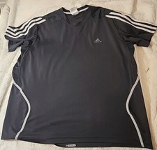 Adidas Shirt Mens 3 Stripe Climalite High Performance Breathable Black Large