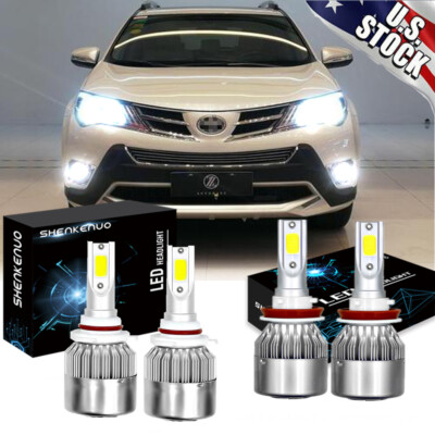 For Toyota RAV4 2016-2018 4pcs 9012 H11 LED Headlight Fog Lights Combo Bulbs Kit