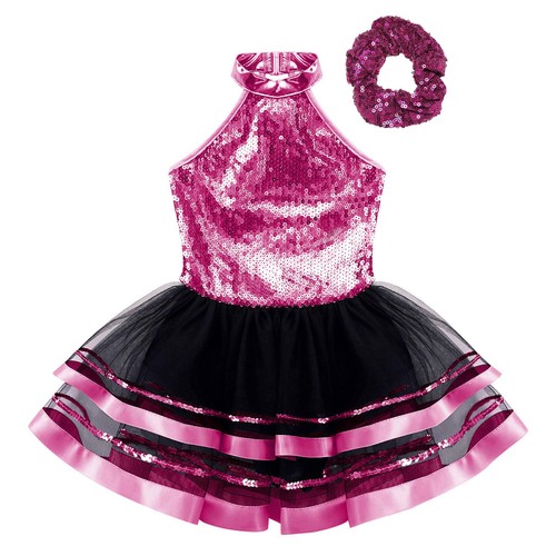 Kids Girls Outfits Halter Costume Comfortable Set Backless Dancewear Sparkling - Picture 45 of 62