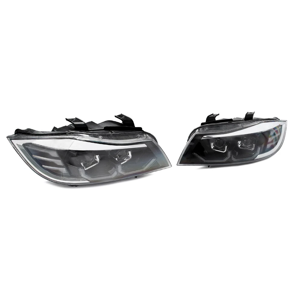 Xenon Scheinwerfer 3D Angel Eyes für BMW 3er E90 E91 LCI 09-12 Schwarz Blinker - Bild 3 von 4
