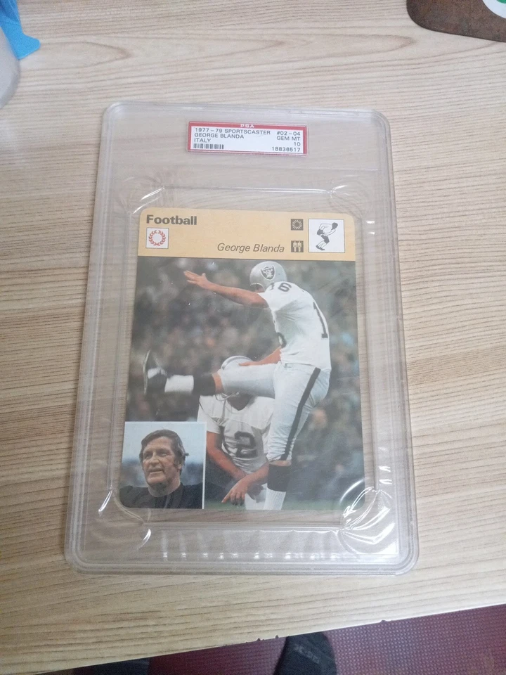 1977 - 1979 年 Sportscaster 足球 意大利 George Blanda 等级 PSA 10 Gem 完好 — 第 3/4 张图片