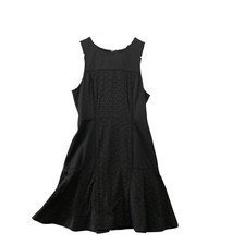 J. Crew Collection Sleeveless Dress Size 6 Black A-Line Eyelet Knee Length Flare
