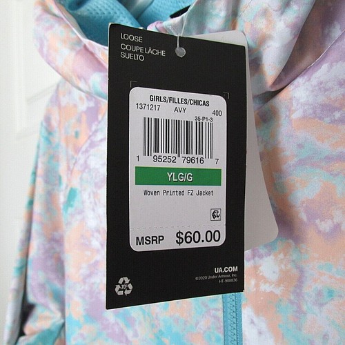 GIRLS UNDER AMOUR WOVEN PRINT WINDBREAKER JACKET REPELS WATER M L XL $60 - Picture 5 of 6