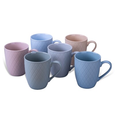 Stanley Rogers 6-teiliges Tassen-Set Kaffee modernes Rautendesign Pastell 340 ml