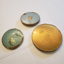 Lot 3 Vtg Mirror Compacts National Art Gold Tone Painted