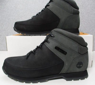 Timberland Euro Sprint Mid Hiker Black Dark Gray Nubuck Boots Mens Sz 11 M