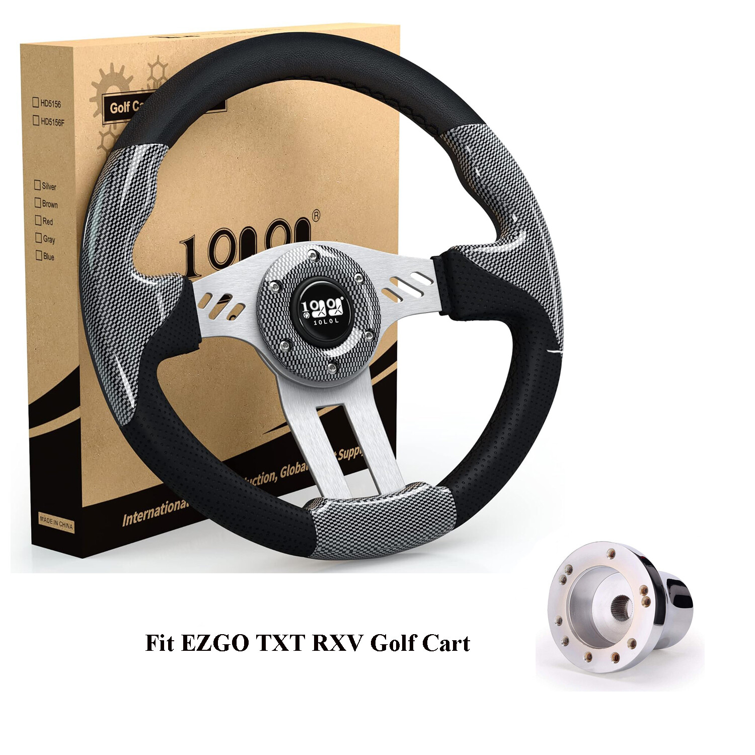 12.5&rsquo;&rsquo; Golf Cart Steering Wheel w/ Chrome Adapter for EZ