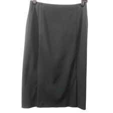 PRADA Size 42 EUR 8 US Black Flat Front Career A-Line Midi Skirt Acetate Blend