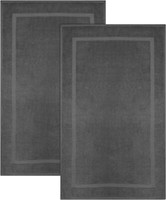 2x Bath Mats Terry Toweling Bathroom Rugs Quick Dry 1000GSM Non Slip Toilet Mats