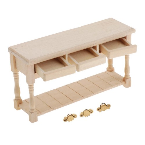 Wooden 1:12 Dollhouse Wooden Storage Table TV Display Stand Furniture Unit