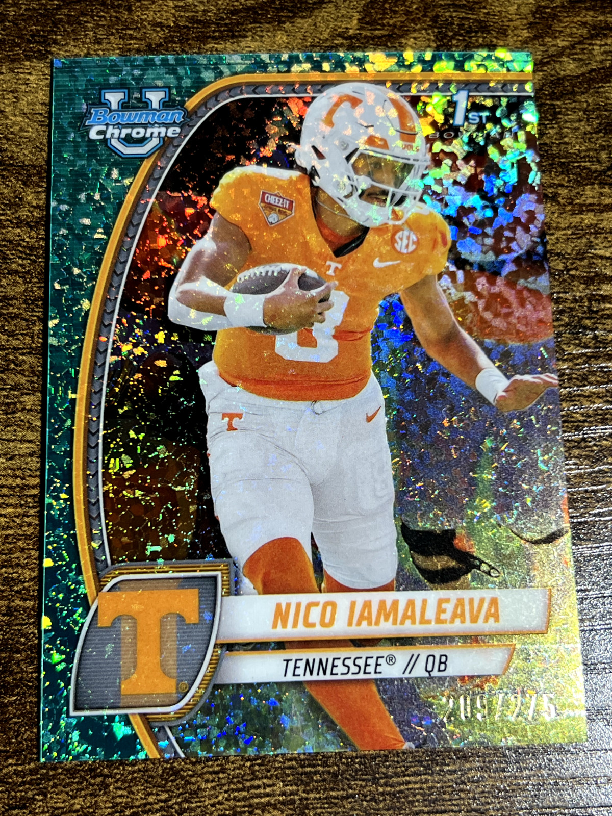2024 Bowman Chrome University Nico Iamaleava #139 1st Aqua Mini Diamond /275