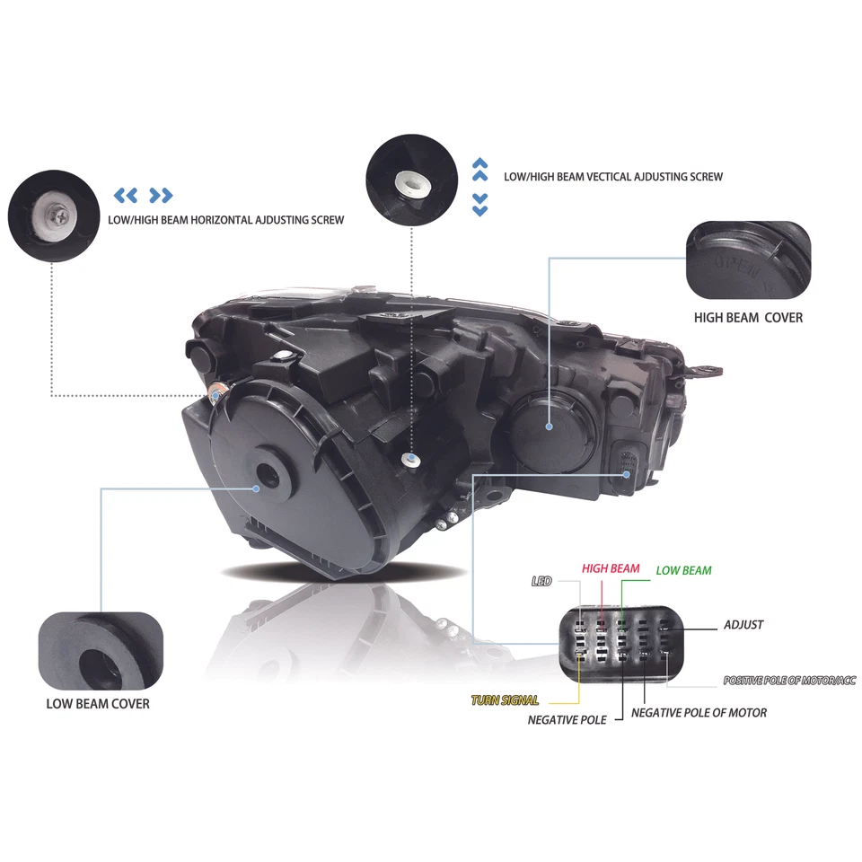 VLAND Paar Frontscheinwerfer für Golf 6 MK6 VI TSI 2008–2013 dynamischer Blinker - Bild 4 von 4
