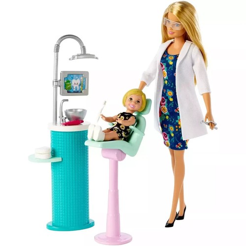 Muñeca Dentista Barbie y Juego Rubia con Muñeca Paciente Pequeña y Accesorios FXP16 - Imagen 2 de 6