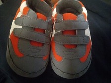 Child Of Mine Crib Shoes By Carters NWT Sneakers Orange Grey Blue
