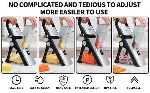 Affettatrice per Verdure Mandolina, Tritatutto Multifunzione per Alimenti, Affettatrice per Patate Cucina - Foto 10 di 11
