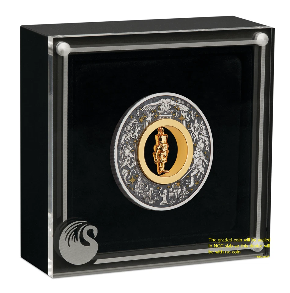 2024 Christmas NUTCRACKER 2oz Silver Gilt Insert Antiqued Coin MS69 FR - Image 3 of 4