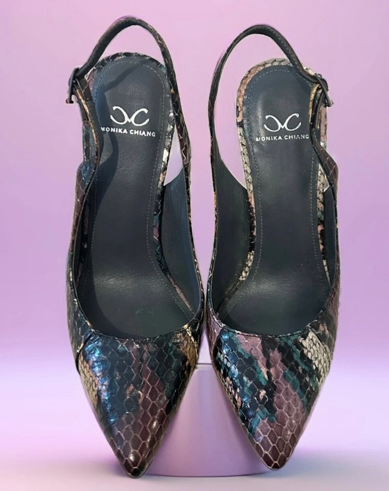 Zapatos de tacón alto con plataforma estampado de pitón con cordones MONIKA CHIANG para mujer talla 6 LEER Foto 3 de 4