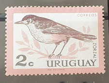 Uruguay América Latina 1963 pájaro silvestre Zorzal 2C en muy buen estado casi nuevo