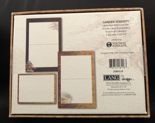 Sealed Lang Thomas Kinkade Note Card Set Box of 12 Cards Env Garden Serenity - Picture 2 of 12