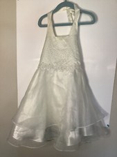 Girls White Communion Party Wedding Dress Bonnie Jean Size 4