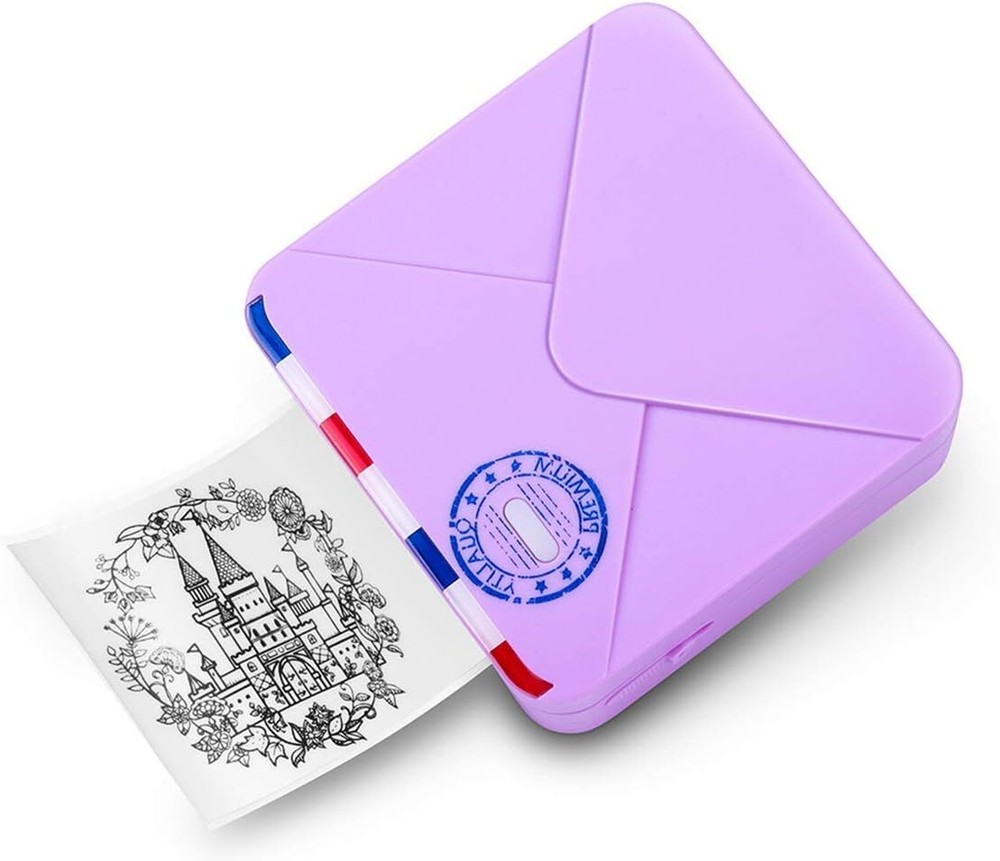 Phomemo M02S Mini Bluetooth Printer with Sticker Paper in Purple
