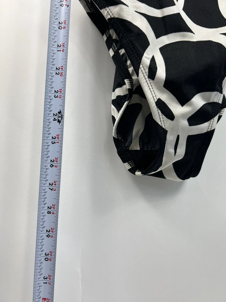 Traje de baño Anne Klein de una pieza para mujer talla 10 negro/blanco geométrico Foto 3 de 4