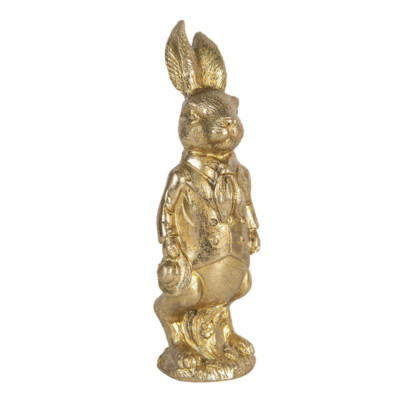 Clayre & Eef: Goldener Deko-Hase aus Polyresin ca 6 x 5 x 15 cm Ostern Kaninchen