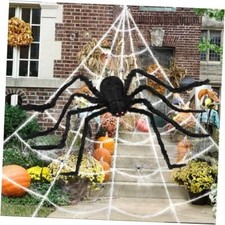 Halloween Decorations Outdoor, 200" Spider Web 60" Giant Spider with Extra