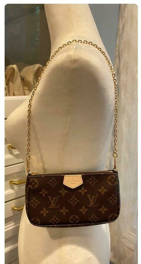 LOUIS VUITTON Multi Chain Pochette Accessories Clutch Bag Brown