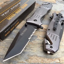 TAC FORCE Spring Assisted Aluminum Handle Hunting Tanto Blade Tactical