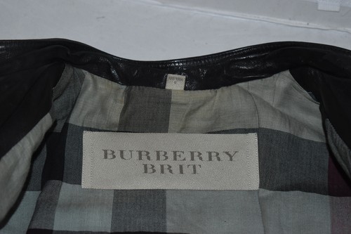 Burberry Brit Quilted Black Lamb Leather Biker Zip Cuff Jacket Coat Mens Large L - Picture 6 of 12