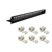 CAT5E CAT6 UTP 1U LAN Blank Patch Panel & CAT6 Network Ethernet Keystone Jack