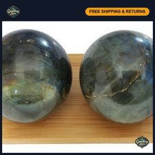 Labradorite Baoding Balls for Hand Therapy, Stress Relief  Exercise - 1.6" Medi