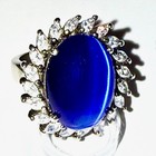 Blue CatEye Ring / Prong Mounted Marquis Rhinestone Halo - 925 From ColleenLopez — photo 4