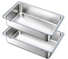 2-in-1 Over the Sink Colander Prep Basin Set, 304 Stainless Steel
