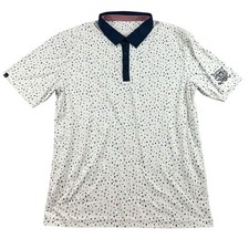 Swannies Polo Shirt Mens Large White All Over Dots Performance Stretch Golf