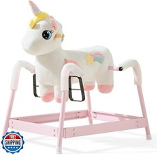FUNLIO Unicorn Spring Rocking Horse for Kids 3-6, Rainbow Fairy R