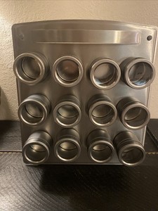 Stainless Steel Magnetic Spice Rack Organizer With 12 Magnetic Spice Containers
