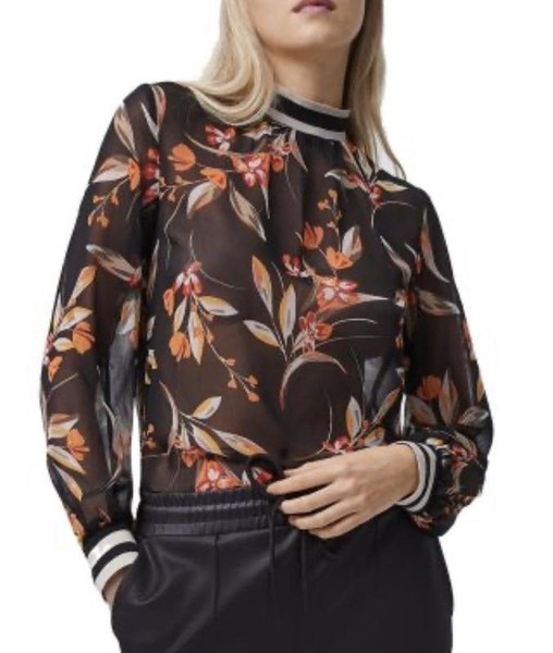 Women French Connection Shirt Black Polyester XS