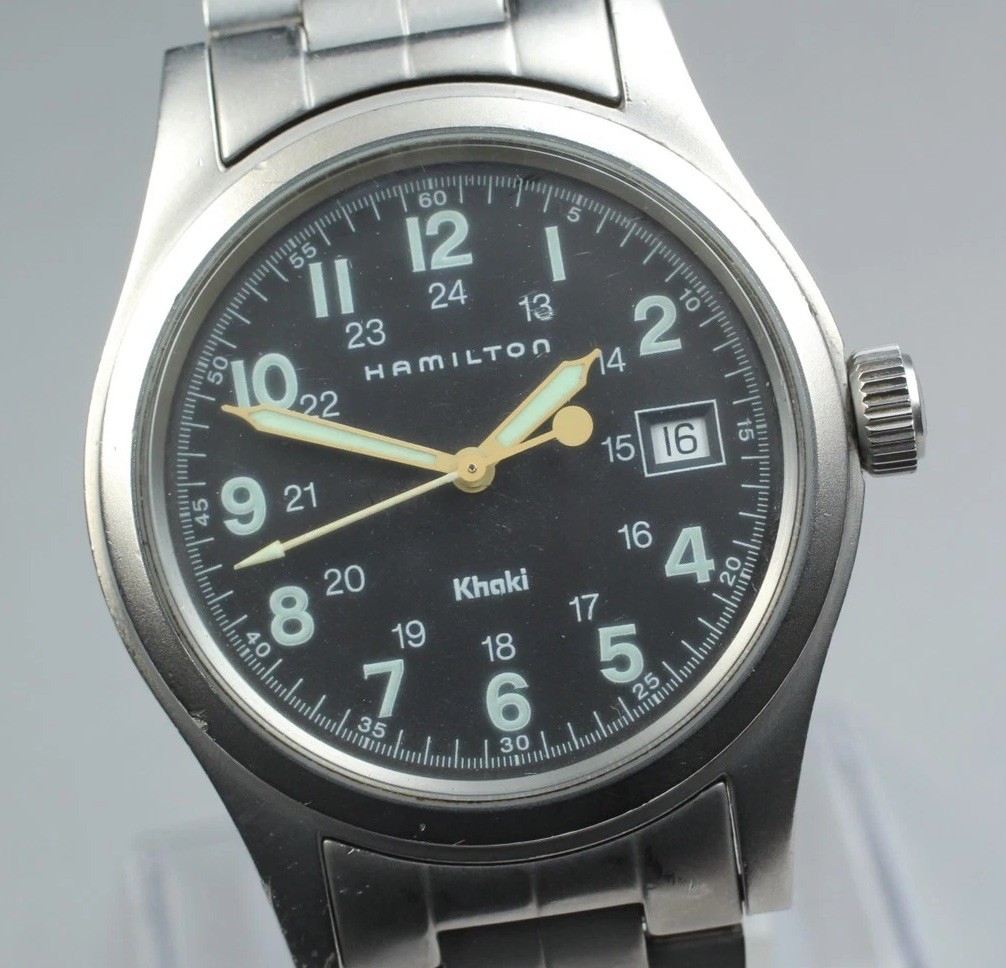 New Batt [Exc+5] Hamilton Khaki Field 38mm 6361 Blue Dial Qz Mens Watch JAPAN